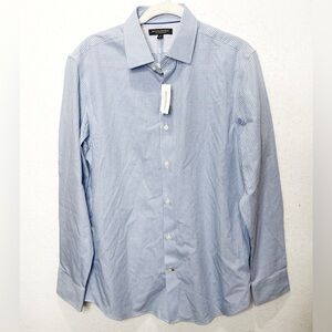 Banana Republic Slim-Fit Non-Iron Dress Shirt 100% Cotton Plaid Size Medium Blue